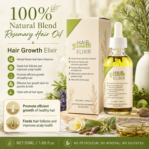 Aceite para el Crecimiento del Cabello de Marca Propia, Tratamiento Anticaspa para el Cuero Cabelludo, Crecimiento Rápido, Nutritivo, Aceite para el Cabello de Bebé, Aceite Orgánico de Romero y Ricino - Product Image 5