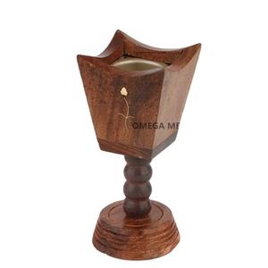 Quemador de Incienso Decorativo de Acero Inoxidable con Base de Madera Marrón Oscuro, Exportador y Fabricante al por Mayor - Product Image 6