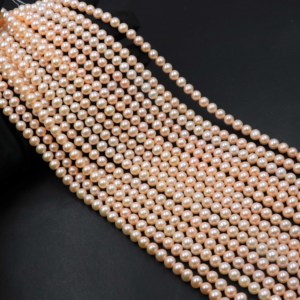 Cuentas Redondas Lisas de Perla Rosa Hermosa en Oferta, 4-4.5mm, Cuentas de Piedras Preciosas de la Mejor Calidad al por Mayor para la Fabricación de Joyas - Product Image 3