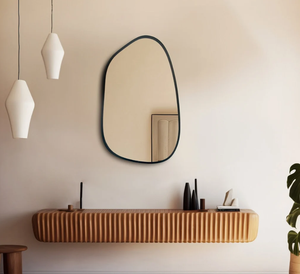 Wood Frame Bathroom, Aesthetic Design, <b>Irregular</b> Custom Design - Product Image 1