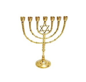 Cuivre antique 7 branches Menorah 28 pouces de haut Chanukkah Hanukkah tige ronde aluminium usage domestique Menorah Hanukkah finition antique - Product Image 6