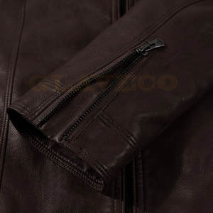 <b>Heavy</b> <b>Duty</b> Custom Made Men's Winter Leather Jacket with Stand Collar and Front Logo-High Quality Eco-Friendly Waterproof - Product Image 5