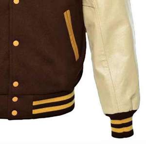 Veste de baseball varsity Letterman, corps en laine turquoise, manches en cuir véritable blanc, design classique uni, tailles pour enfants et adultes disponibles - Product Image 5