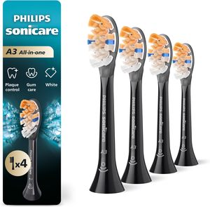 Têtes de brosse à dents électriques de rechange authentiques Philips Sonicare A3 tout-en-un, noires, lot de 4, quantité pour une année, HX9094/95 - Product Image 4
