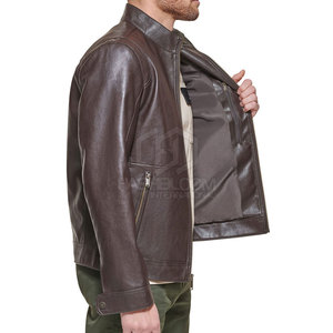 เสื้อแจ็คเก็ตหนังผู้ชายคุณภาพสูงน้ำหนักเบาคอตั้งเสื้อปรับแต่งโลโก้แฟชั่นฤดูหนาวสภาพถนนใหม่ - Product Image 5