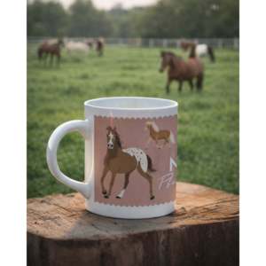 แก้วเซรามิคลายม้าสำหรับสาวๆ ขนาด 330 มล. ดีไซน์น่ารัก เป็นมิตรกับสิ่งแวดล้อม ใช้กับไมโครเวฟได้ พร้อมกล่องของขวัญ - Product Image 3