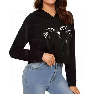 Vêtements d'extérieur femmes Crop Top Hoodies respirant patchs personnalisés à manches longues haute qualité femmes Crop Top Hoodies - Product Image 4