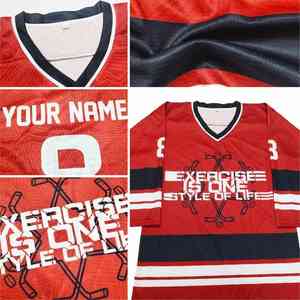 Design Imprimé Maillot de Hockey sur Glace Unisexe Personnalisé Formation Sublimation 100% Polyester Séchage Rapide Nom de l'équipe Personnalisé - Product Image 2