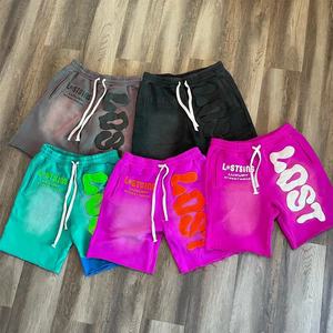 Short vintage taille haute personnalisé pour hommes, délavé à l'acide, respirant, éponge française, coton lourd, en détresse, Streetwear Sun Solid - Product Image 6