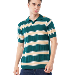 2024 Customized Men's <b>Zip</b>-Top for Polo <b>Shirt</b> Fashion Casual Cotton Knit T-<b>Shirt</b> Embroidered Striped Pattern Slim Fit Formal - Product Image 2