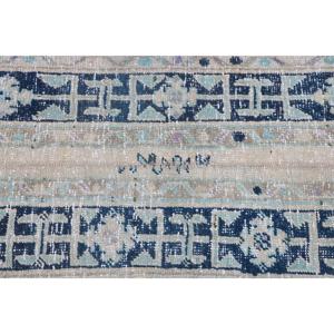 Alfombra Turca de 1.7x11.6 pies, Alfombra Vintage, Alfombra Azul Ombré de Lana - Product Image 5