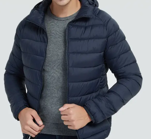 Chaquetas acolchadas impermeables con estampado de logotipo personalizado para hombre de alta calidad, ropa de calle de invierno con cuello con capucha, tela fina - Product Image 5