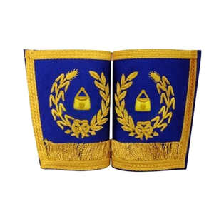 Gantelets de régalia maçonniques de qualité supérieure avec menottes en broderie maçonnique personnalisées - Product Image 2