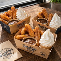 Boîtes à churros personnalisées AT PACK avec compartiments pour sauce, emballages en kraft pour les boutiques de churros et les cafés
