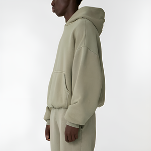 Sweat-shirt à capuche unisexe surdimensionné, couleur unie, en coton French Terry, décontracté, avec poche, respirant, séchage rapide, 360g, coupe classique - Product Image 4