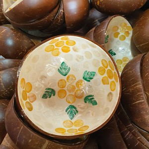 High Quality Hand-Painted Flower <b>Coconut</b> Shell Bowl <b>Cup</b> Set Factory Direct Wholesale Competitive Price Handmade Food Industry - Product Image 4