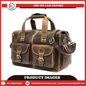 Bolso de lona para portátil de cuero de búfalo genuino de estilo bohemio Vintage indio, bolso de viaje personalizado ligero Unisex atemporal - Product Image 2