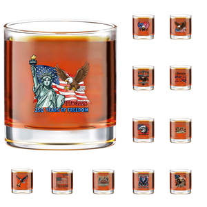 Copo de Vidro Redondo Inquebrável para Whisky, Lembrança Personalizada do 250º Aniversário dos EUA, Atacado - Product Image 1