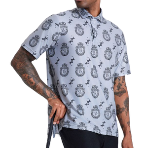 Polo imprimé hommes grande taille respirant 100 pour cent coton tissu polo à manches courtes pour les voyages d'affaires ou la mode quotidienne - Product Image 4