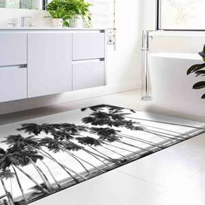 Alfombra con Estampado de Palmeras - Alfombra Decorativa para Exteriores con Diseño Costero Moderno, Alfombra Suave con Pelo Largo - Product Image 2