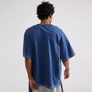 Camiseta básica de gran tamaño personalizada Colorblock de alta calidad para hombre, camiseta informal holgada con hombros caídos, camisetas con logotipo personalizado de verano de algodón 100% - Product Image 3