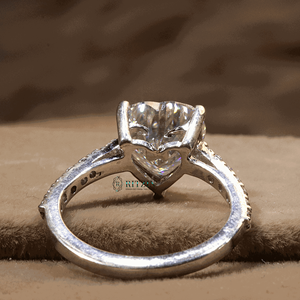 Anillo de compromiso solitario con corte de corazón y redondo para mujer, en oro rosa con engaste de puntas, diseño encantador - Product Image 5