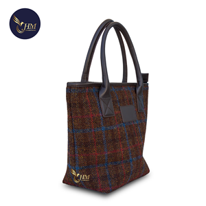 Nouveau sac à main de luxe en pure laine et sac à main élégant en tweed 100% cuir véritable pour la vie quotidienne - Product Image 3