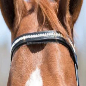 Bande personnalisée de front de cheval en cuir de vache pleine fleur pour brides incrustation de canal vide avec chaîne Bling en cristaux clairs argentés - Product Image 5