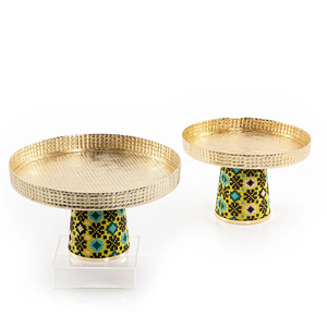 Présentoir à gâteau nickelé fournitures d'hôtels et de Restaurant décoration de fête de mariage support à gâteau martelé en métal qualité supérieure - Product Image 5