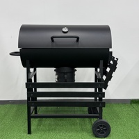 Barbecue à charbon de bois rotatif moderne de qualité supérieure pour les fêtes en plein air avec télécommande et chariot, construction en acier