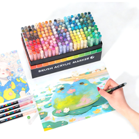 Ensemble de 200 marqueurs de peinture acrylique à pointe pinceau douce avec sac à main et système de contrôle automatique de l'encre pour les arts DIY