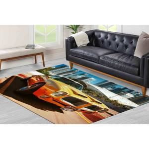 Alfombra Amarilla con Diseño de Auto Pontiac: Alfombra Decorativa de Estilo Vintage, Alfombra Delgada No Tejida - Product Image 2