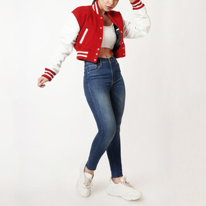 Veste bomber varsity à lettres pour femme, saison automne-hiver, logo personnalisé, avec boutons, veste de baseball - Product Image 4