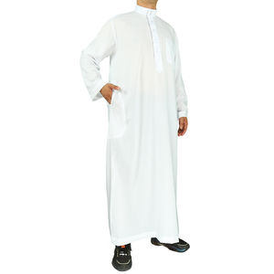 Vente en gros de thobe/thawb blanc pour hommes thobes de style saoudien thobe arabe en tissu polyester de haute qualité sur mesure - Product Image 4