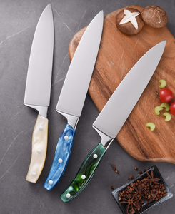 Venta al por mayor personalizado de calidad superior OEM ODM servicio cuchillo de Chef de acero de Damasco con mango de madera de olivo cuchillo de cocina hoja fija - Product Image 2