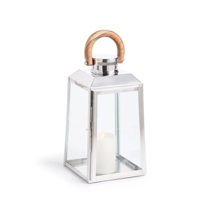 Stainless Steel Square <b>Lantern</b> With Wooden Handle Portable Home Decoration Candle Holder <b>Lantern</b> - Product Image 5