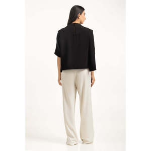 <b>Women's</b> Formal Casual Minimalist Salt Blouse WM-BLS-WS24-120 XL Size Striped Solid Satin Knitted Polyester Elastic Stand Spring - Product Image 2