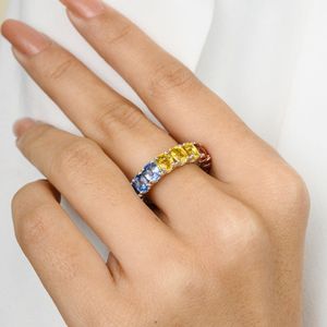 Tendance Offre Spéciale bijoux 100% naturel Multi pierres précieuses ovale coupe pleine éternité bague en or blanc 18 carats bijoux faits à la main - Product Image 2