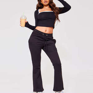 Pantalons de survêtement évasés pour femmes, sur mesure, taille élastique, légers, respirants, 100% coton, pantalons de jogging personnalisés - Product Image 5