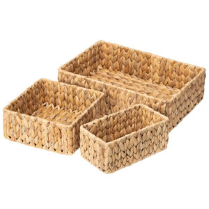 Modern Home Decor Rectangular Hyacinth Tray Basket Water Hyacinth Woven Straw Seagrass Rattan Gift Tray Storage Boxes <b>Bins</b> - Product Image 1