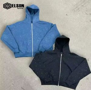 Sudadera con capucha lavada con ácido de buena calidad de talla grande, ropa de calle en blanco Vintage, sudaderas con capucha recortadas desteñidas al sol de doble capa personalizadas para hombres - Product Image 5