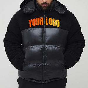 Customised Winter Down Puffer Jacket for Men shiny <b>nylon</b> Bubble & polar fleece <b>fabric</b> Winter Jacket with side Pockets man jacket - Product Image 1