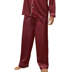 Conjuntos de pijamas de hombre informales con patrón personalizado de tela de bambú natural, conjunto de camisa y pantalones con cuello para hombre, pijamas para hombre, ropa de dormir - Product Image 3