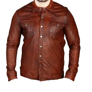 가죽 셔츠 갈색 재킷 부드러운 양피 씻어 왁스 진짜 가죽 코트 재킷