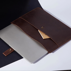 ซองหนังแท้แบบพกพาที่ทนทานแบบวินเทจพร้อมฝาปิดหรือซิปการออกแบบที่หรูหราสำหรับการทำงานและ GLS-0204ในสำนักงาน - Product Image 1