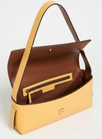 Sac à bandoulière asymétrique en cuir véritable jaune beurre, style vintage, minimaliste, avec rabat, fermeture éclair et deux sangles, 7 pouces