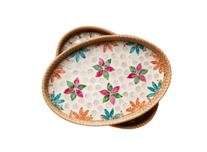 Plateau ovale en rotin tissé à la main avec incrustation de nacre, plateau de service décoratif pour la décoration de la maison et à usages multiples en provenance du Vietnam - Product Image 4