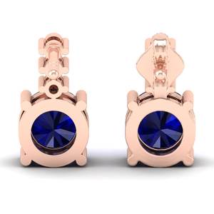 Pendientes REYES Personalizados de Oro de 14K con Diamantes Certificados por IGI, Corte Brillante Redondo Clásico, Gema de Zafiro Azul de 0.72 Quilates - Product Image 4