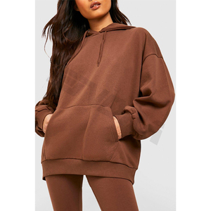 Femmes 100% Logo personnalisé surdimensionné pull lourd à capuche français éponge goutte épaule sweat à capuche actif bas pour - Product Image 4