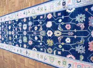 Oushak พรมผ้าฝ้ายแบบทันสมัยสีชมพูสีฟ้าถักมือ5x8 6x9 8x10นักวิ่งสำหรับตกแต่งบ้านคุณภาพสูงพร้อมผ้าโมคิว1ชิ้น - Product Image 3